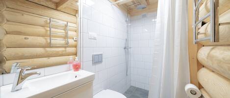 Ducha, toallas, papel higiénico