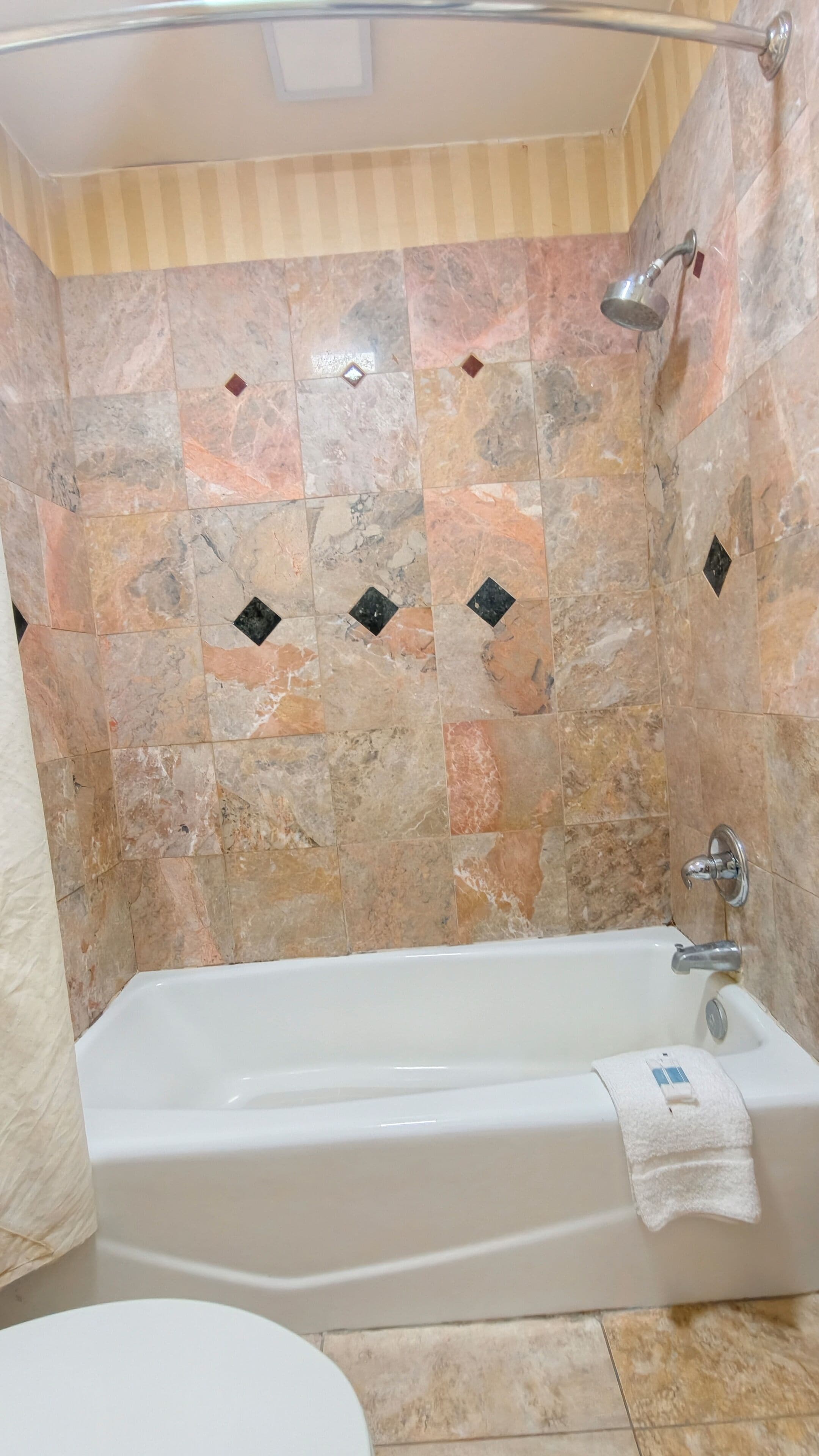 A bathroom with a bathtub, a shower, and a toilet.