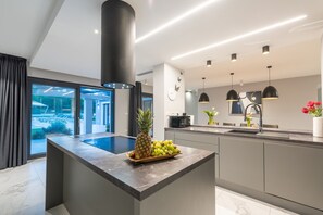 Fridge, oven, stovetop, dishwasher