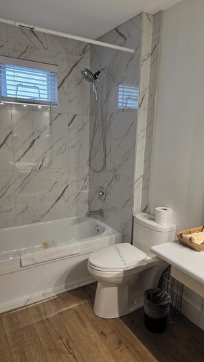 Ensemble douche/baignoire, sèche-cheveux, serviettes fournies, savon