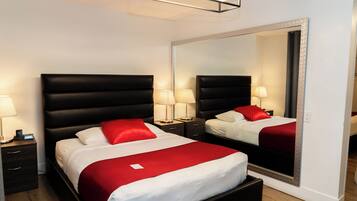 Individually furnished, blackout drapes, free WiFi, bed sheets