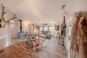 TV, fireplace, offices