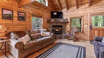 Televisión y chimenea