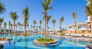 An infinity pool, a heated pool