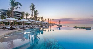 An infinity pool, a heated pool