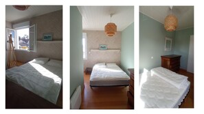 2 habitaciones y tabla de planchar con plancha