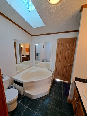 Combined shower/tub, towels, toilet paper - Spacious Lake Home near Ladysmith, with a private dock on the Dairyland Flowage! (Tony)