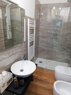 Shower, hair dryer, bidet, soap