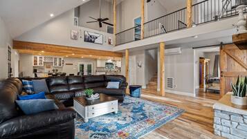 Smart TV, fireplace, video games, DVD player