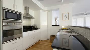 Fridge, microwave, dishwasher, coffee/tea maker