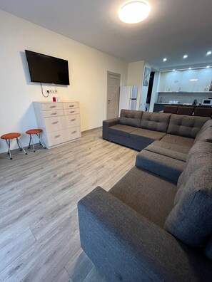 Comfort Apartment | Living area | Flat-screen TV - Atrium apartments in New Gudauri (Kazbegi)