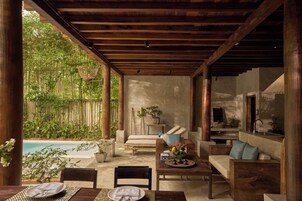 Two-bedroom Pool Villa B | Living area | 43-inch Smart TV with cable channels, TV