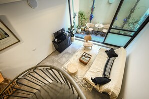 Living area - 1BR duplex Apt with private Balcony (Tel Aviv)