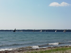 Beach nearby, sun loungers
