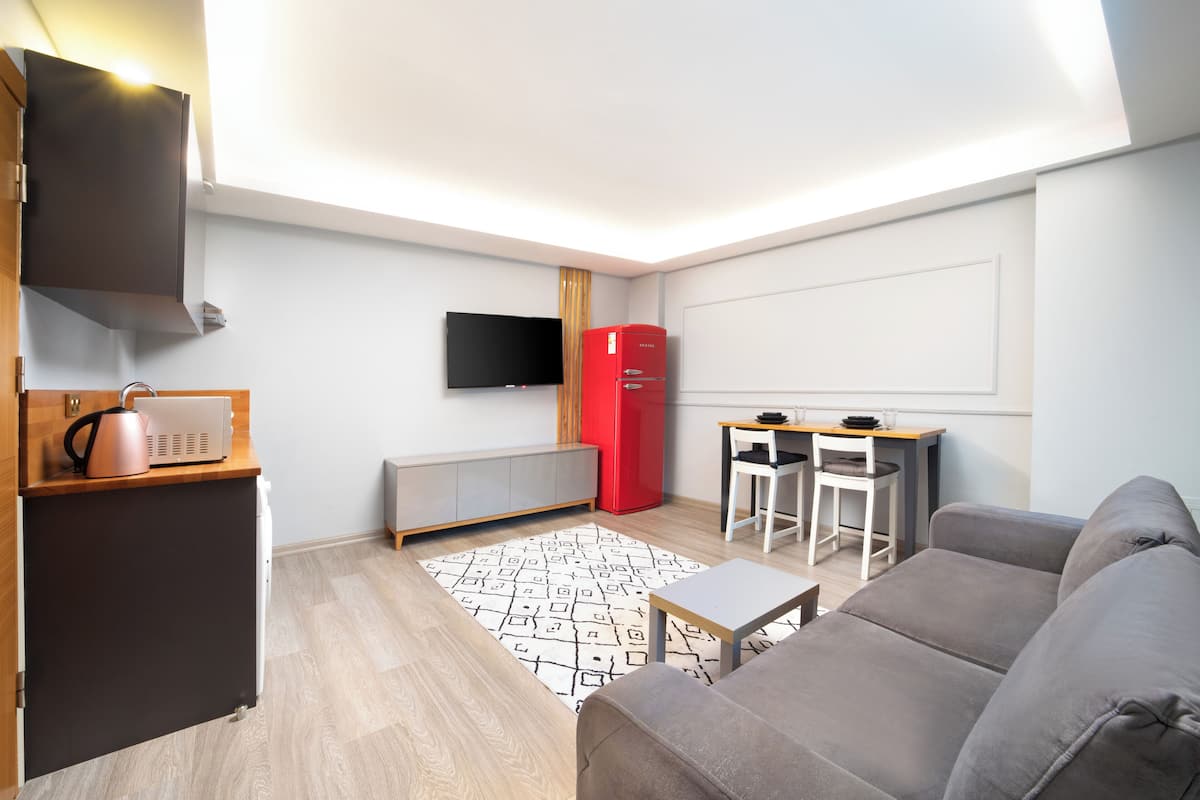 Premium Apartment, 1 Bedroom, Smoking | 1 bedroom, minibar, desk, laptop workspace