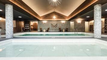 Indoor pool, open 3:00 PM to 9:00 PM, lifeguards on site