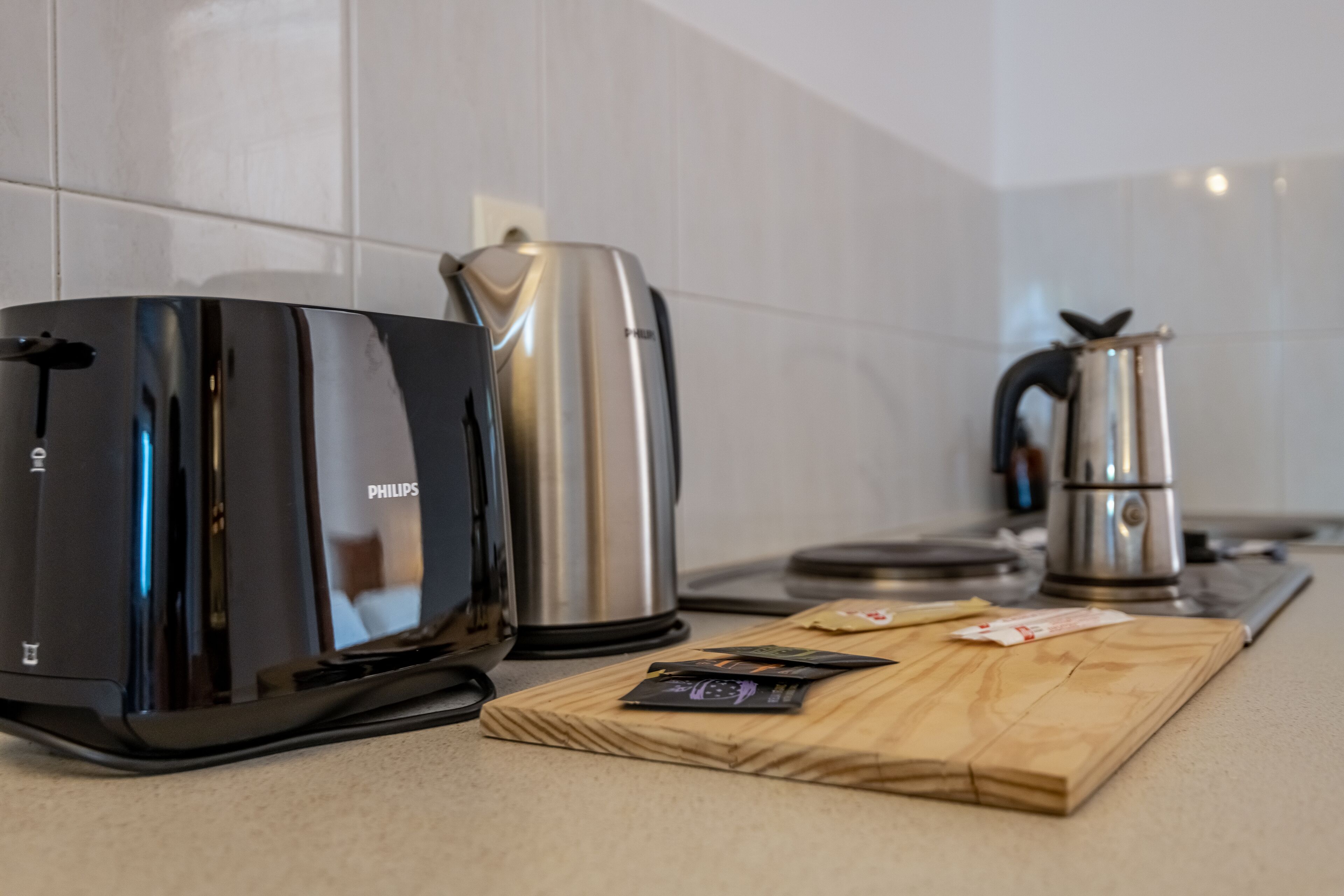 Apartamento | Cozinha privada | Frigobar, máquina de café expresso, chaleira elétrica, torradeira