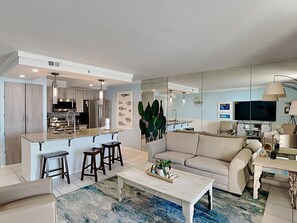 Condo, 1 King Bed with Sofa bed, Balcony, Ocean View (T3 508 - No Pets) | Living area | 42-inch flat-screen TV with digital channels