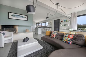 TV, fireplace