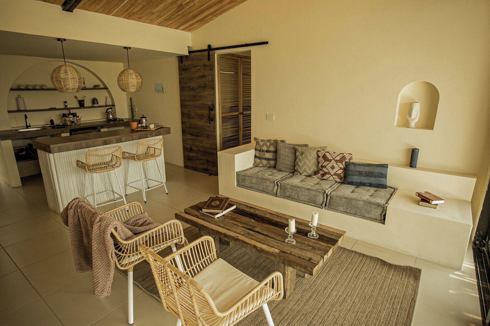 Fireplace, smart speakers