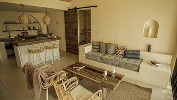 Fireplace, smart speakers