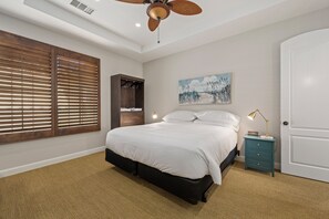 4 bedrooms, desk, iron/ironing board, travel crib