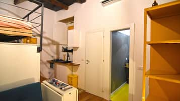 Family Room, 1 Queen Bed with Sofa bed, Kitchen, Courtyard Area | Private kitchen | Full-size fridge, espresso maker, coffee/tea maker, electric kettle