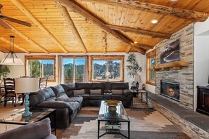 TV, fireplace, offices