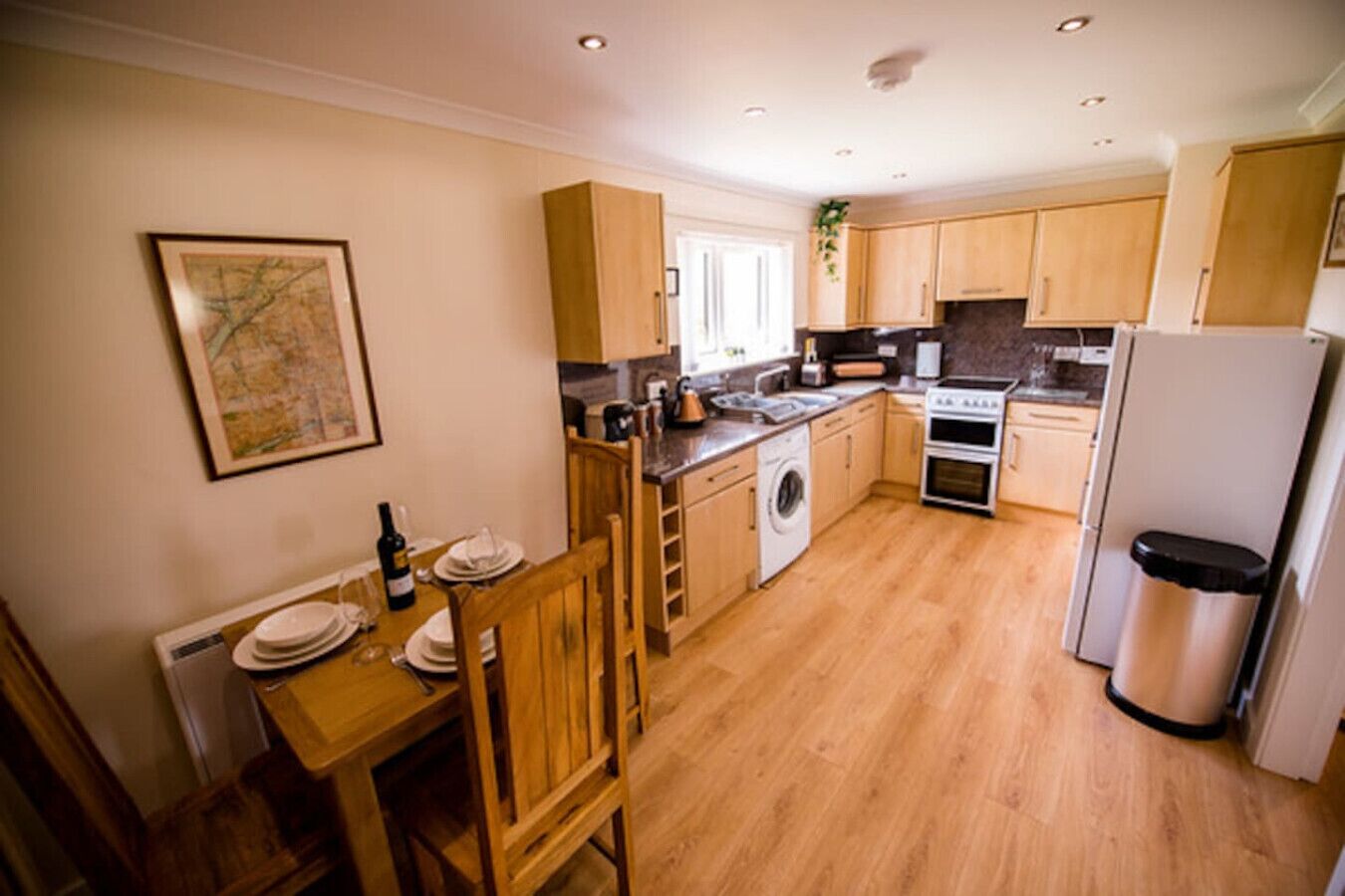 Fridge, microwave, oven, toaster