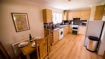 Fridge, microwave, oven, toaster