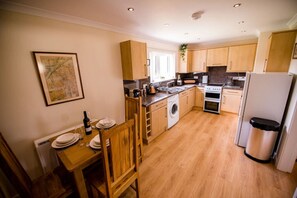 Fridge, microwave, oven, toaster