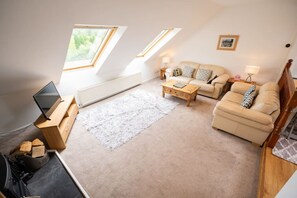 Una televisión, una chimenea