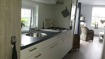 Fridge, microwave, oven, coffee/tea maker