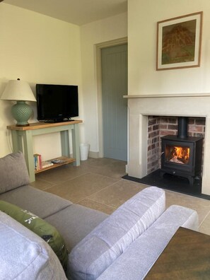 Fernseher, Kamin, Bücher