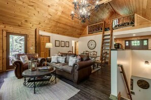 Smart TV, fireplace, video games, DVD player