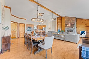 Smart TV, fireplace, DVD player, foosball