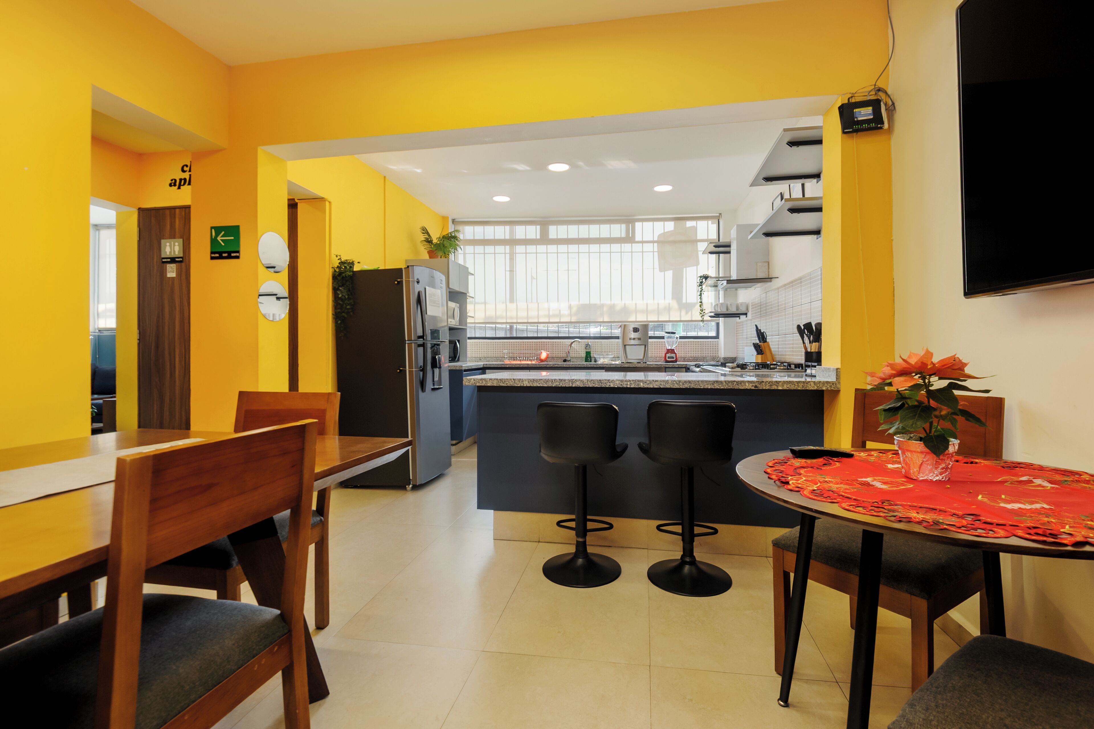 Shared fridge, microwave