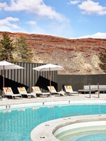 Outdoor pool, open 9:00 AM to 10:00 PM, pool umbrellas, sun loungers