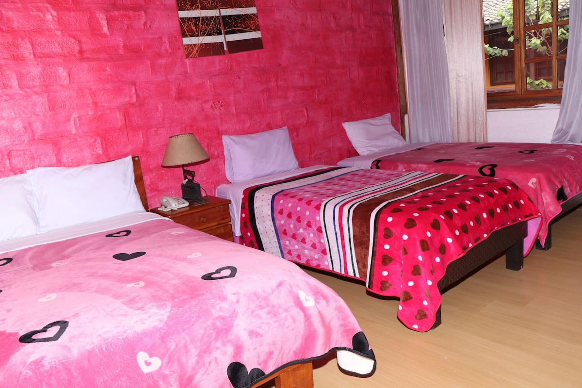 Family Triple Room, 3 Twin Beds, Courtyard View | Desk, laptop workspace, free WiFi, bed sheets