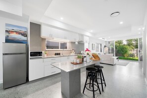 Fridge, microwave, oven, dishwasher