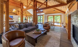 TV, fireplace, foosball, table tennis