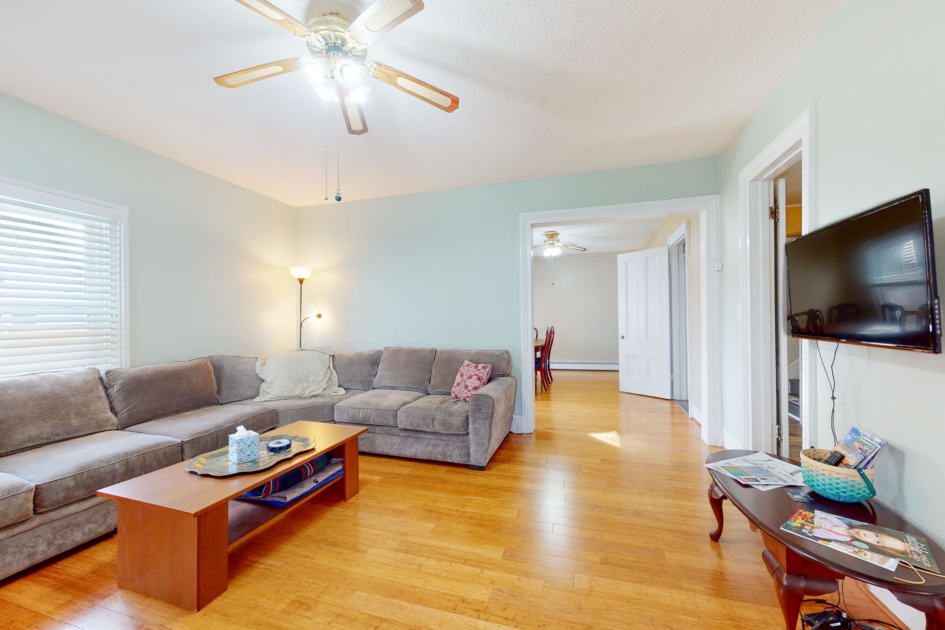 TV, fireplace, DVD player, books