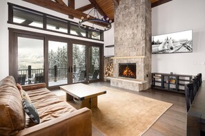 TV, fireplace, printers