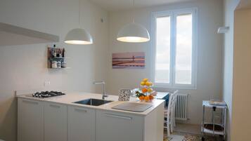 Kühlschrank, Herdplatte, Geschirrspüler, Kochgeschirr/Geschirr/Besteck