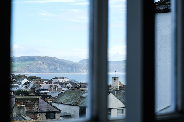 View across the town to the Charmouth coastline