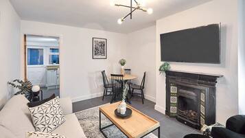 TV, fireplace, offices