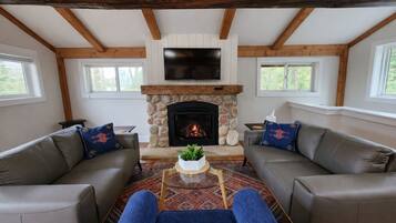 TV, fireplace, offices