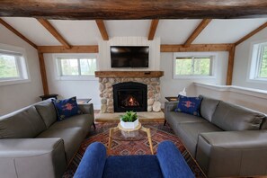 TV, fireplace, offices