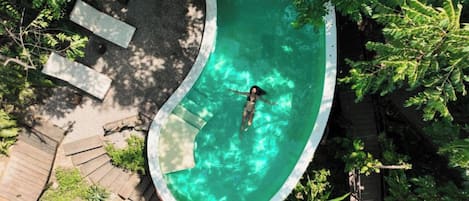 Outdoor pool, pool loungers