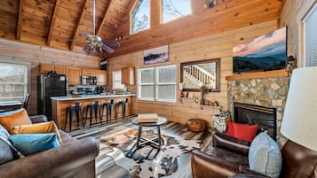 Smart TV, fireplace, video games